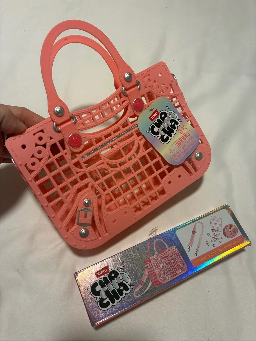 Cha Cha Mini Pink Tote Bag for Girls included Charms